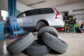 Replacement tyres ready for fitting